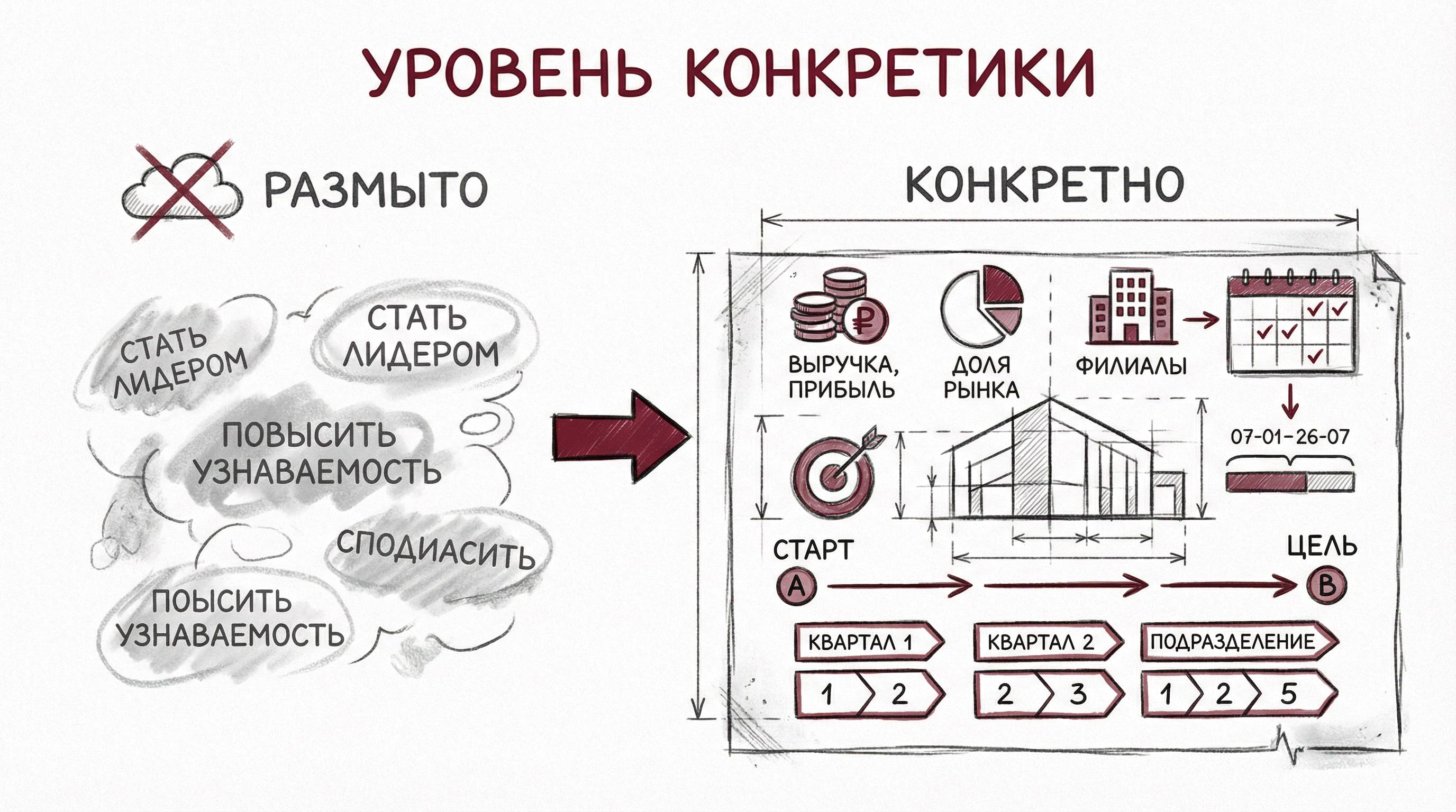 Конкретные цели и показатели